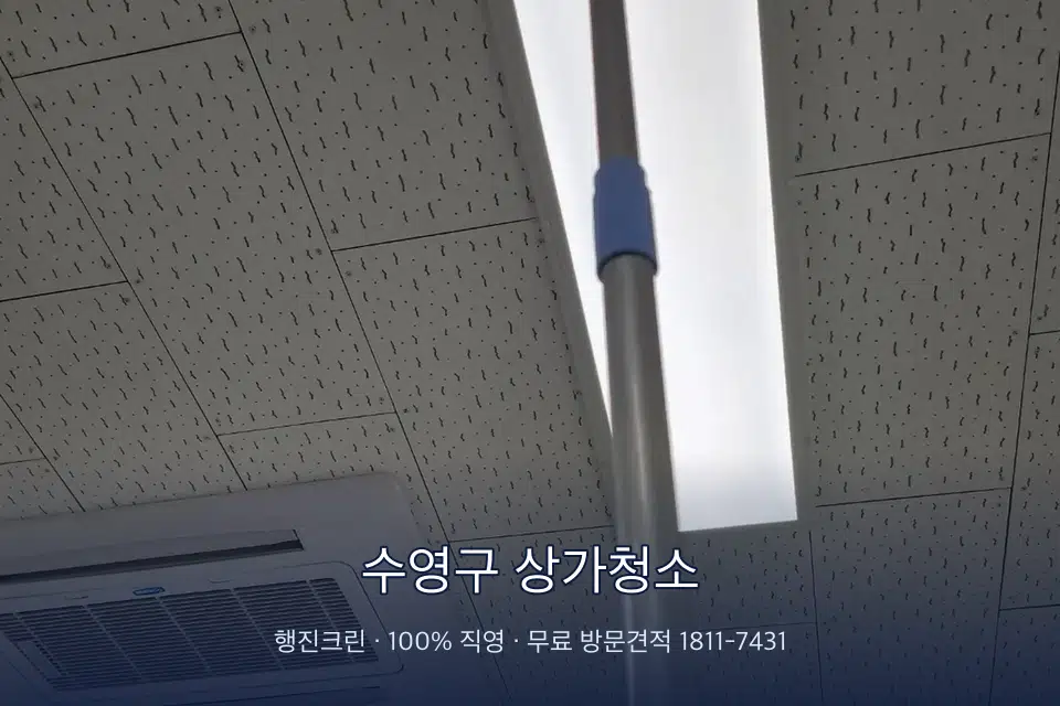 수영구 상가청소 매장 천장 조명 먼지 제거